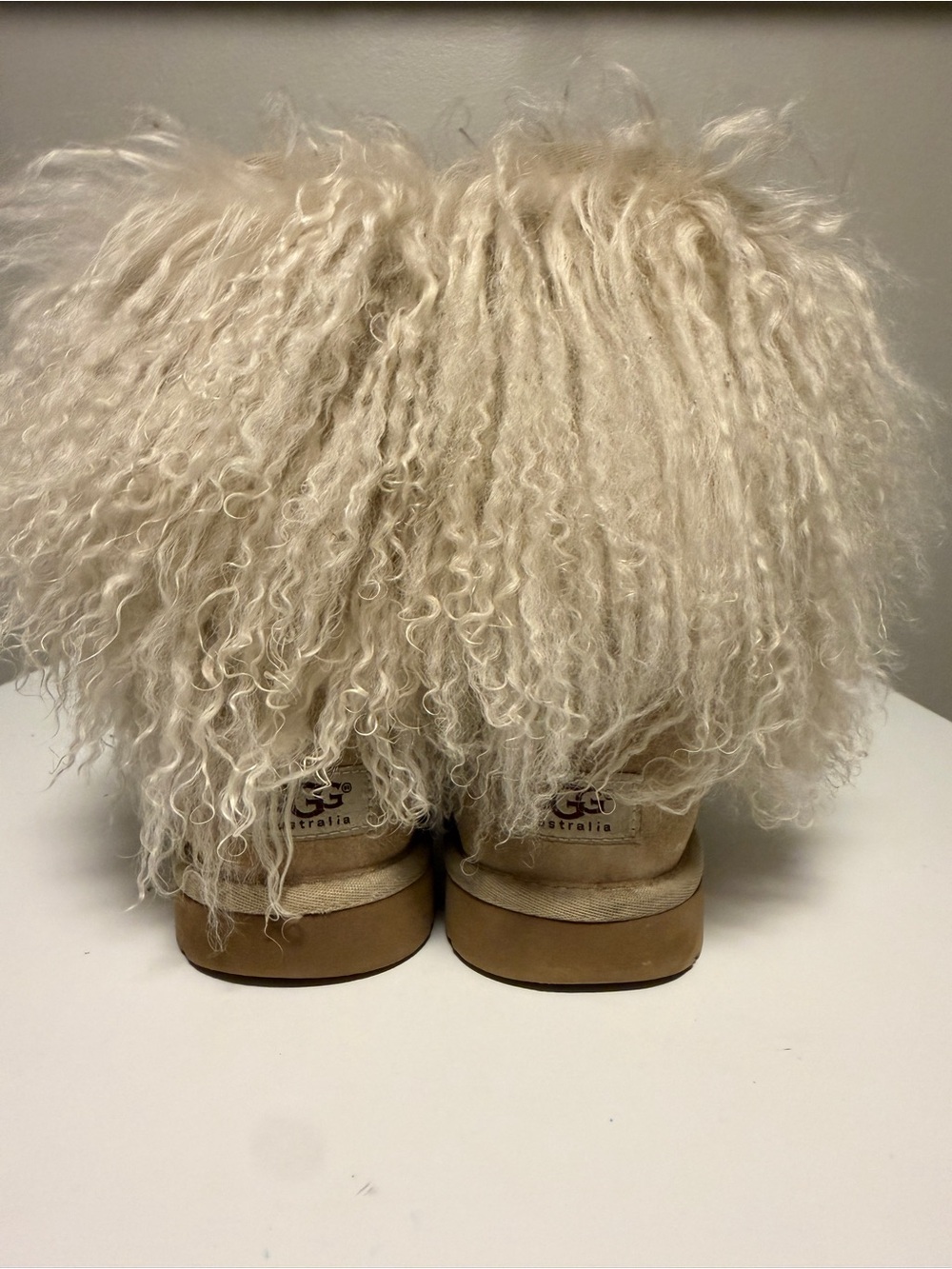 UGG Australia Short 1875 Tan Suede Mongolian Fur Winter Boots Women’s US 8 - Picture 6 of 12